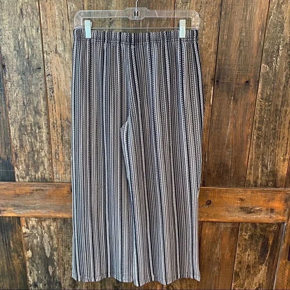 Club Z Collection S Black Stripes Adjustable Sheer Beach Resort Palazzo Pants